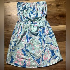 Lilly Pulitzer Strapless Dress in Blue and Pink